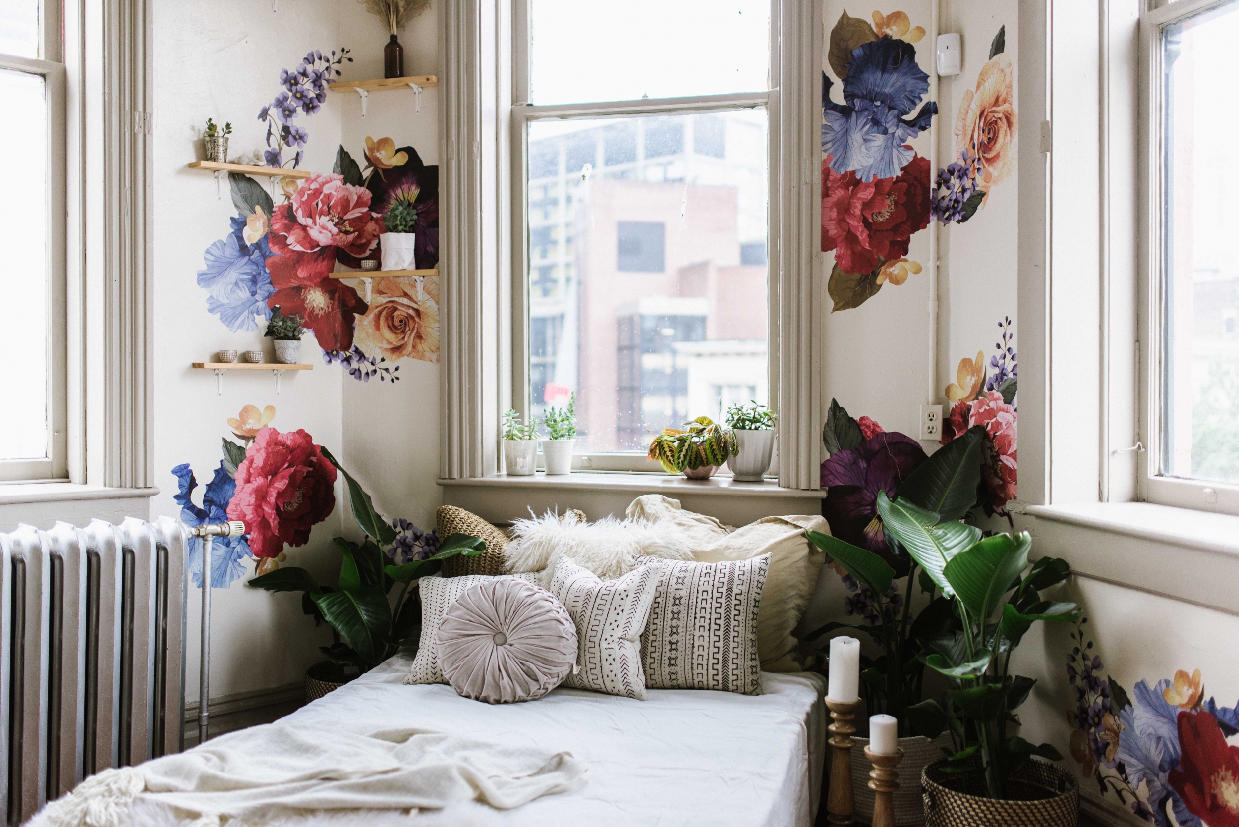 Floral Wall Decals and bedroom Vignette